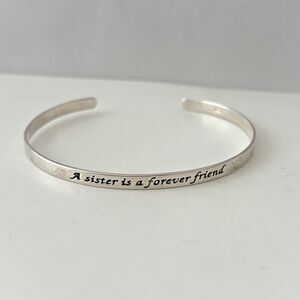 Vintage Sterling Silver Sister Cuff Bracelet Narrow Skinny 925 Friend Gift
